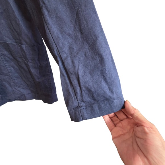 New Piombo Linen Blend Large Blue Blazer Jacket - Picture 6 of 12